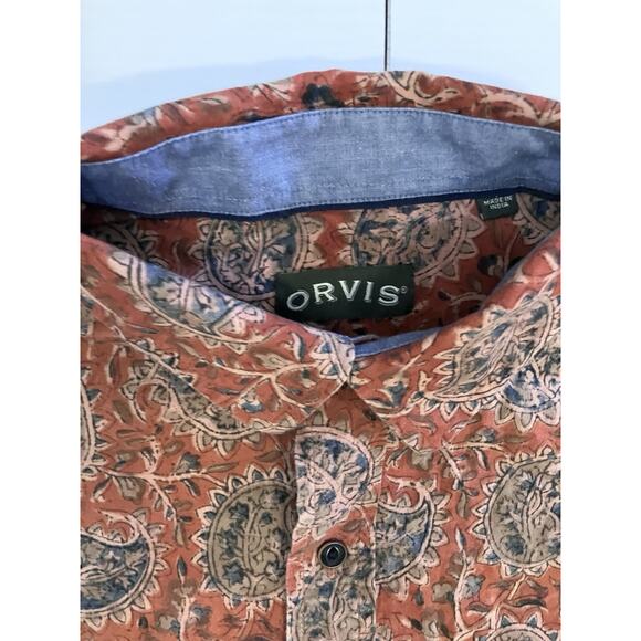 Orvis Shirt Mens L Kalamkari Block Printed Button Up Cotton Floral Paisley (2) - Picture 4 of 7